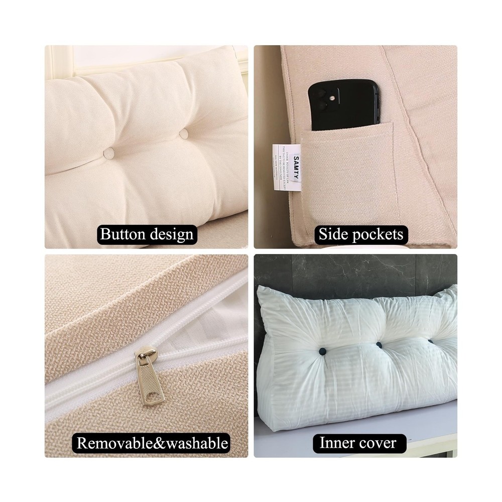SAMTY Triangular Wedge Pillow headboard King Size for Couch Large headboard P...