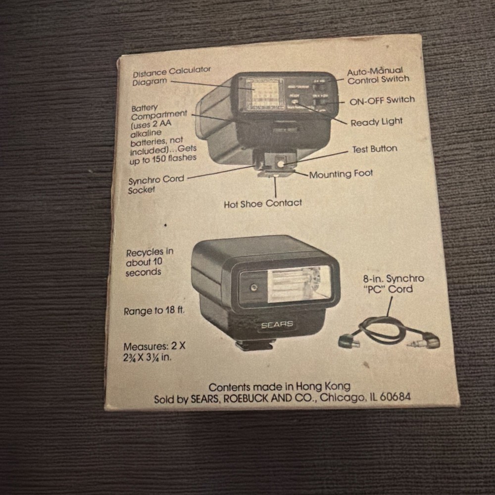 Sears Auto Electronic Flash 38010 in original Box