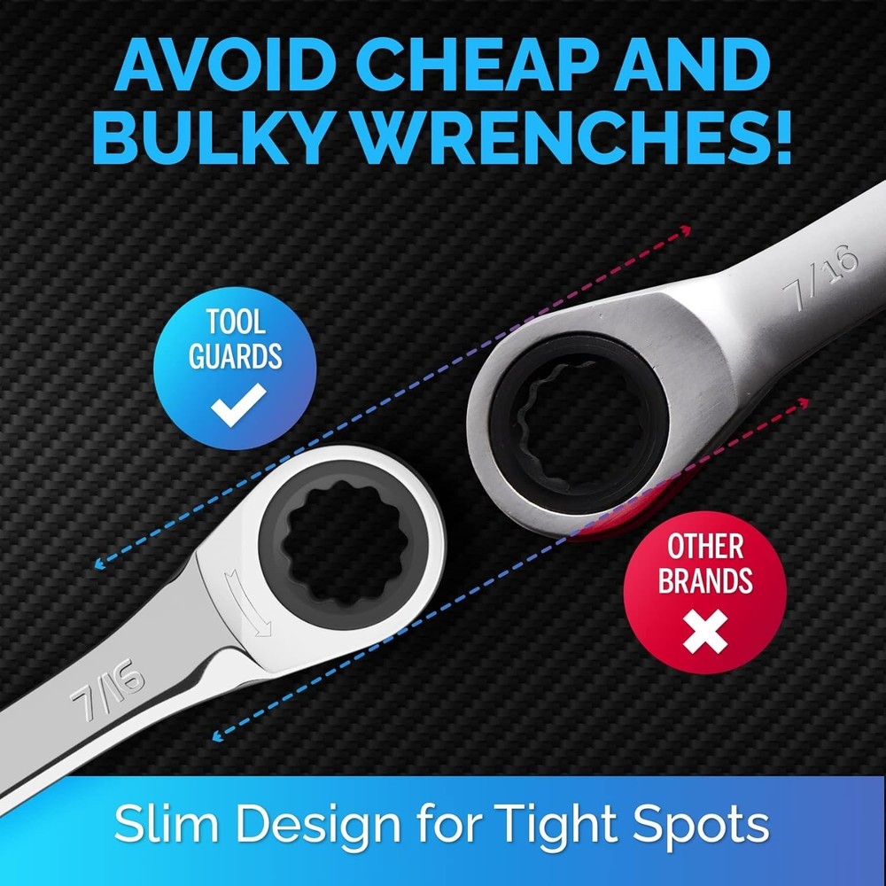 Versatile 7/16" Ratchet Wrench - Robust Chrome Vanadium, Lifetime Satisfaction