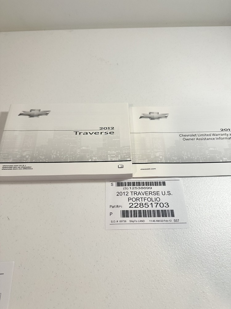 2012 Traverse Chevrolet Owner's Manual Set