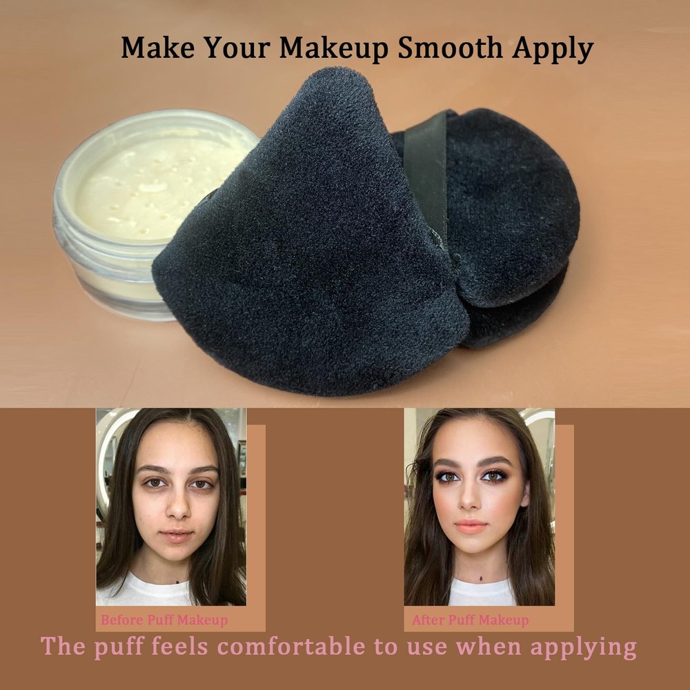 16 pcs Triangle Powder Puff Makeup Puff:Setting Black