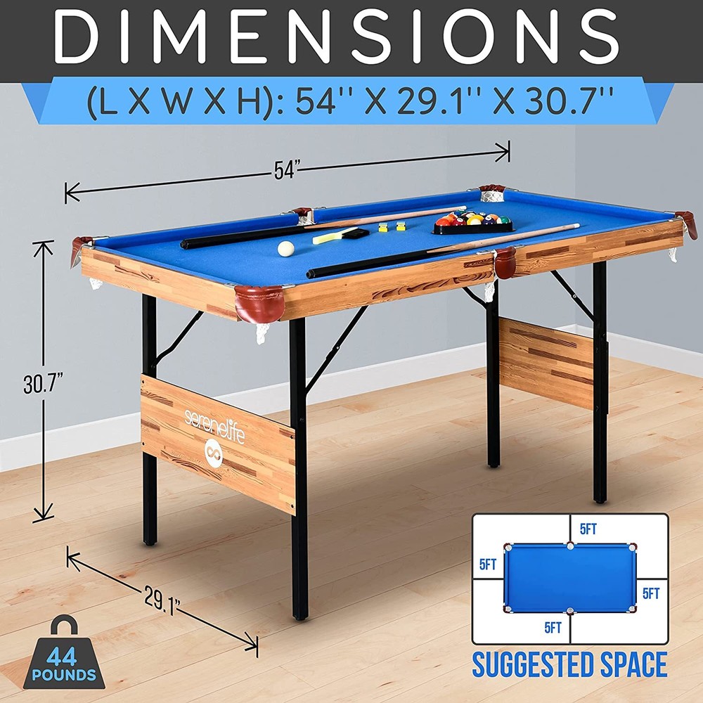 SereneLife SLPTB56 54" Folding Pool Game Table