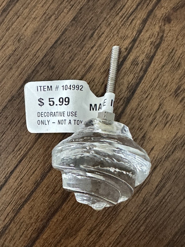 Large Clear Glass Crystal Cabinet Knobs Drawer Pulls 1-1/2” NWT Rosebud Swirl