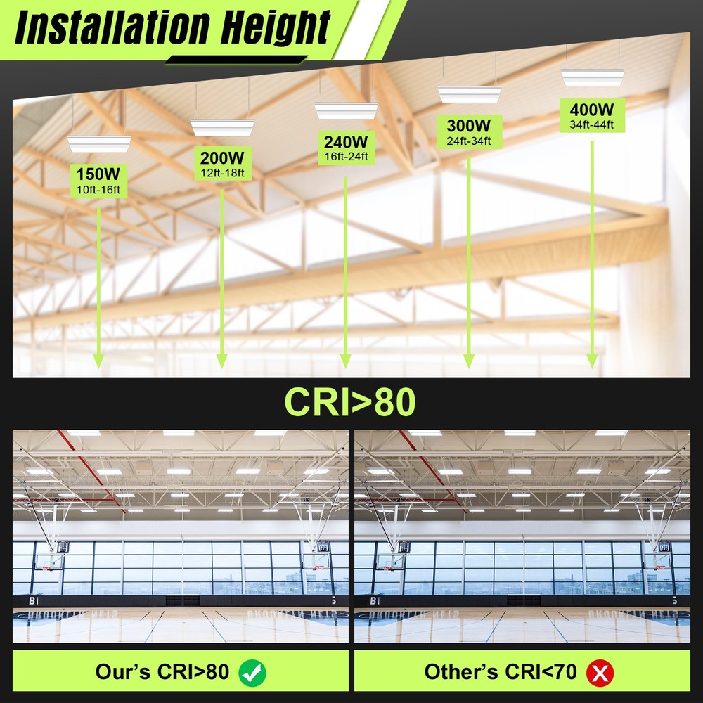 150 Watts LED Linear High Bay Light Warehouse Workshop Lighting 5000K Daylight
