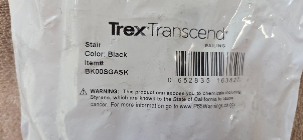 Trex Transcend STAIR Rail Gaskets BLACK BL00SGASK 6 Per Pack