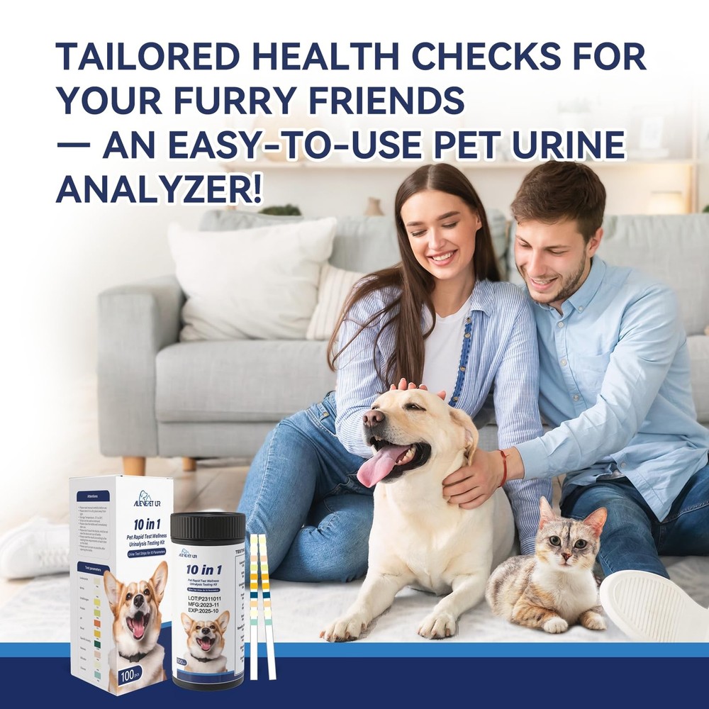 Cat & Dog Urine Test Strips 10-Parameter 100ct, Diabetes Testing, Blood Keton...