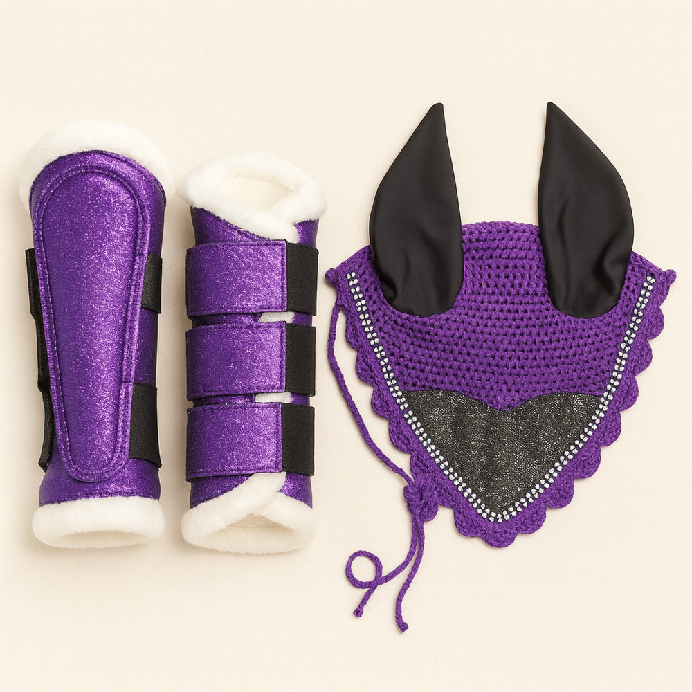 Saddle Pad Set with Ear Bonnet and Blushing Boots