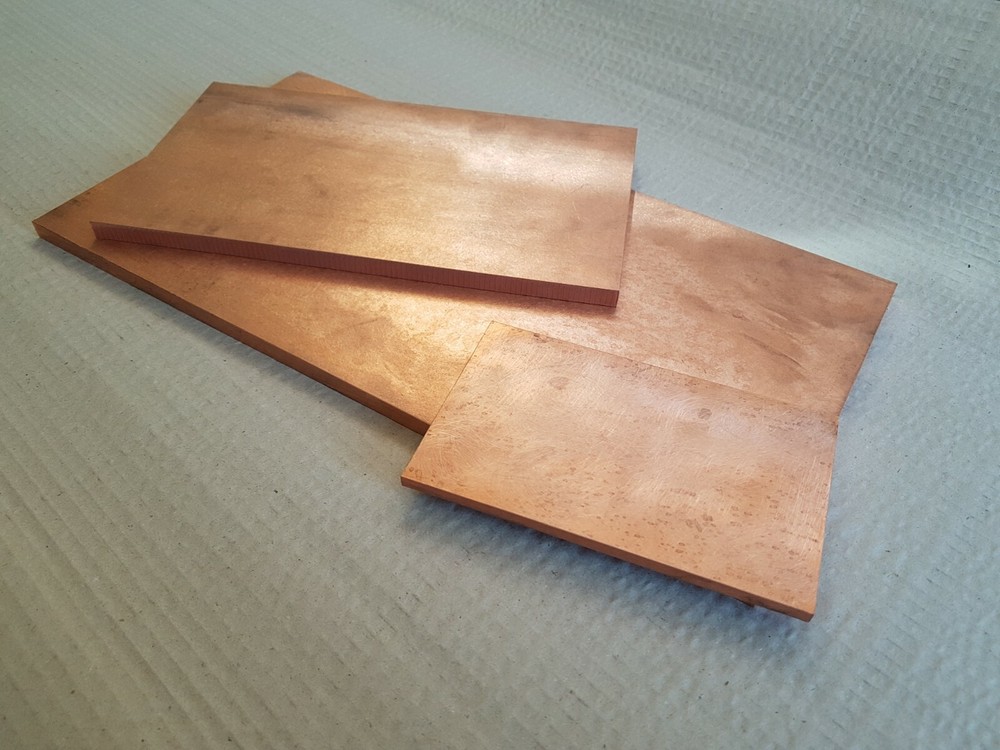 Copper 99,9% sheet / plate. New, 2mm thick - many sizes.