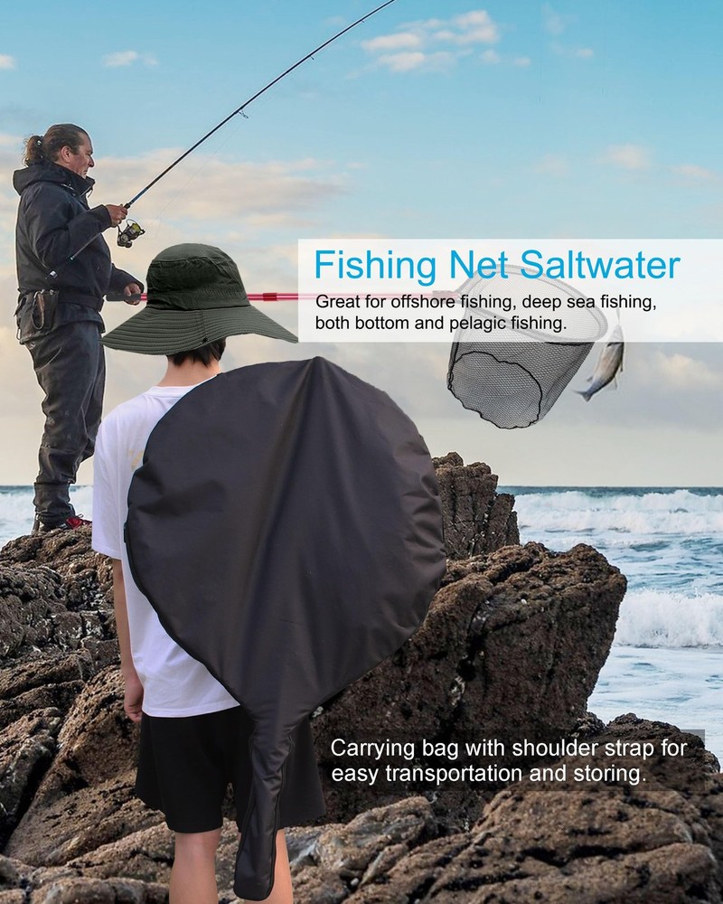 Large Heavy Duty Fishing Net with Telescoping Handle Extends 72-94in