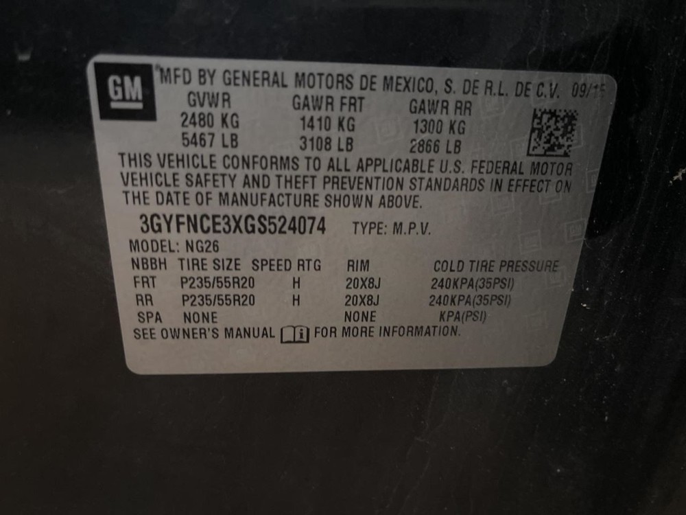 Passenger Right Sun Visor Fits 15-16 SRX 1002932