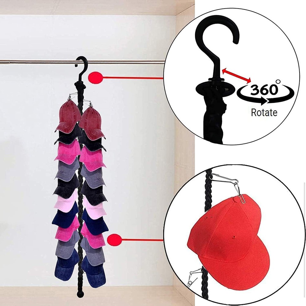Closet Hanging Cap Keeper Racks Hats Holders Hook Black