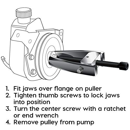 Power Steering Pulley Puller Tool, Heavy Duty Puller with 4 Jaw Positions for