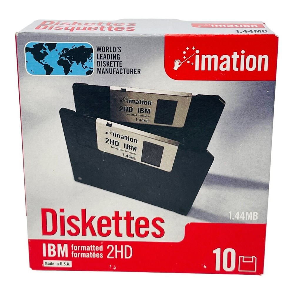 Imation IBM Formatted 2HD 1.44 Diskettes (10 Pack) NOS