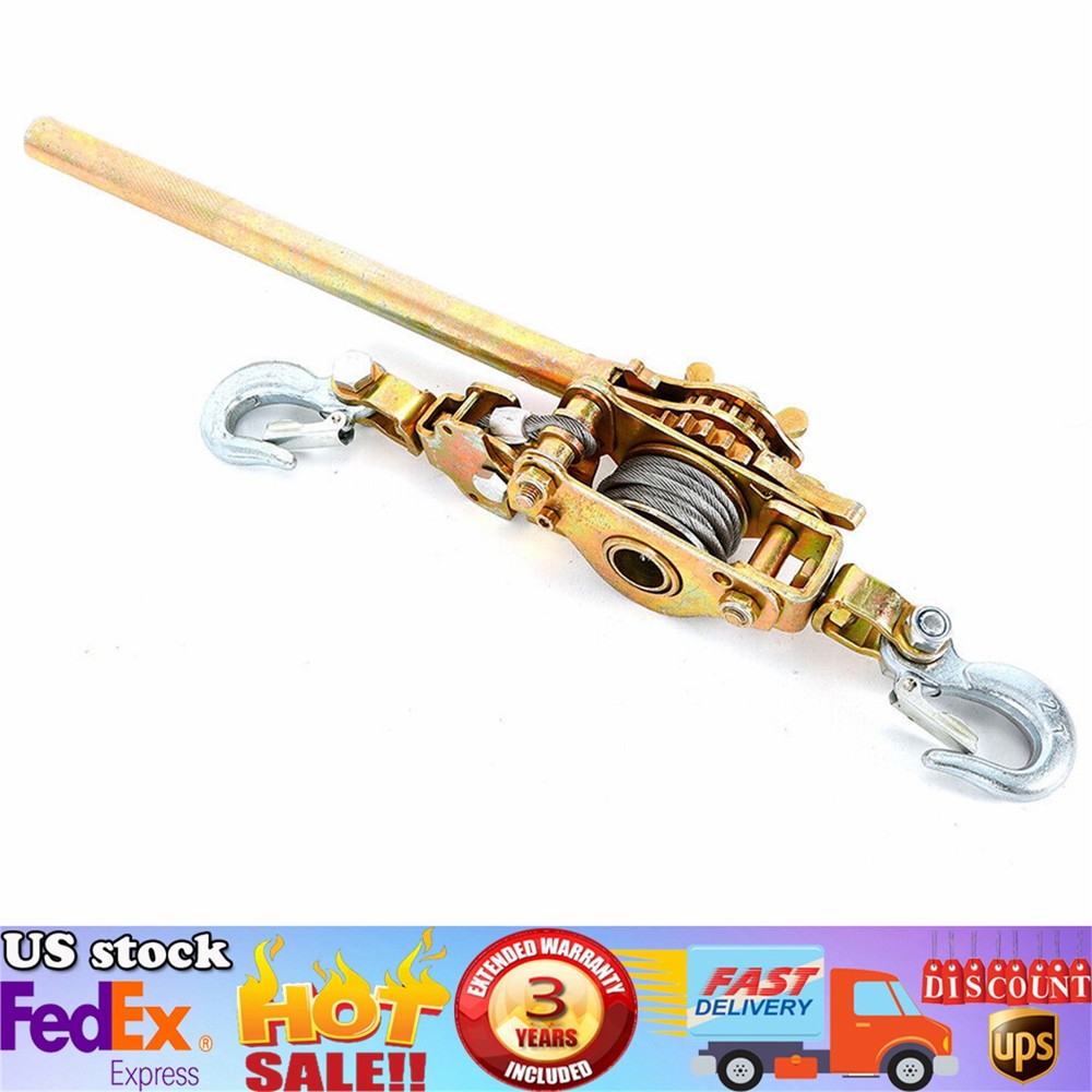 2 Ton Hand Puller Heavy Duty Winch Pull Hoist Come Along Cable Lever 2 Hooks