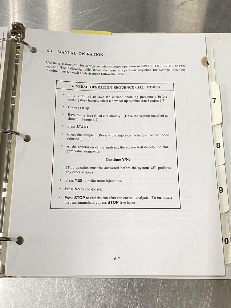 Dohrmann DC-190 High Temperature TOC Analyzer - Users Guide / Instruction Book