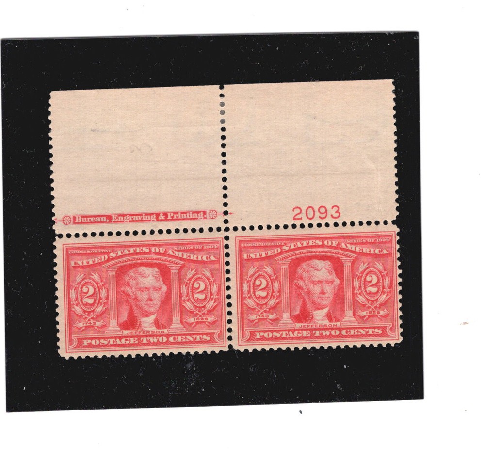US  324  margin  plate # 2093  margin  pair  NH