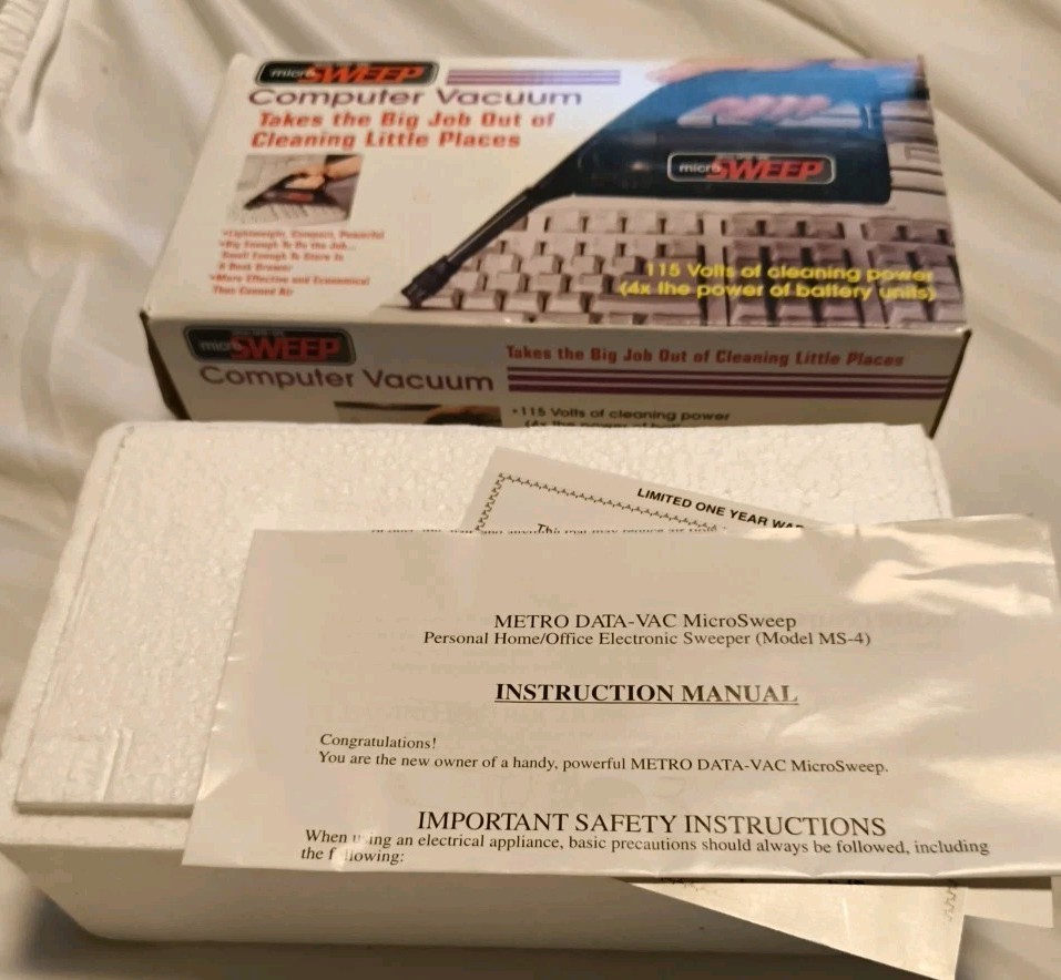 VINTAGE Micro Sweep Computer Vacuum Metro Data Vac Handheld- NEW! OPEN BOX
