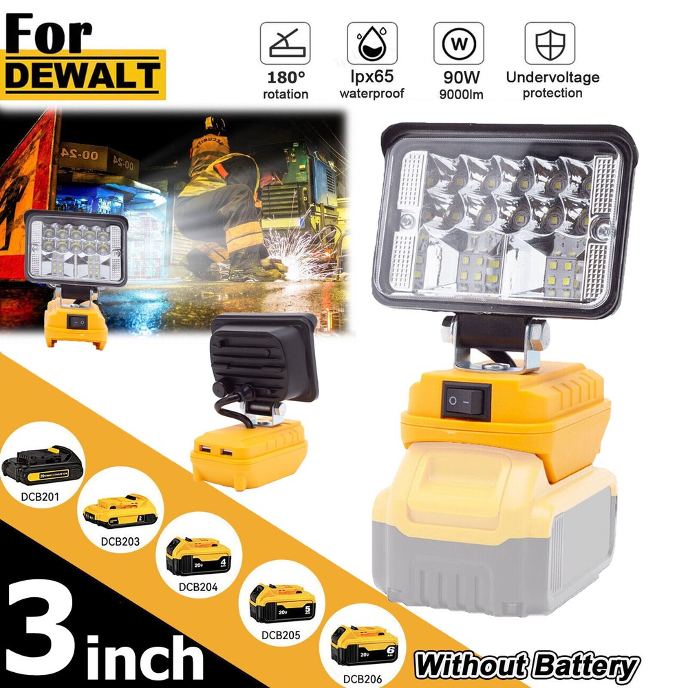 LED Work Light for Dewalt 20V Battery 90W Flood Light Torch for Workshop Camping