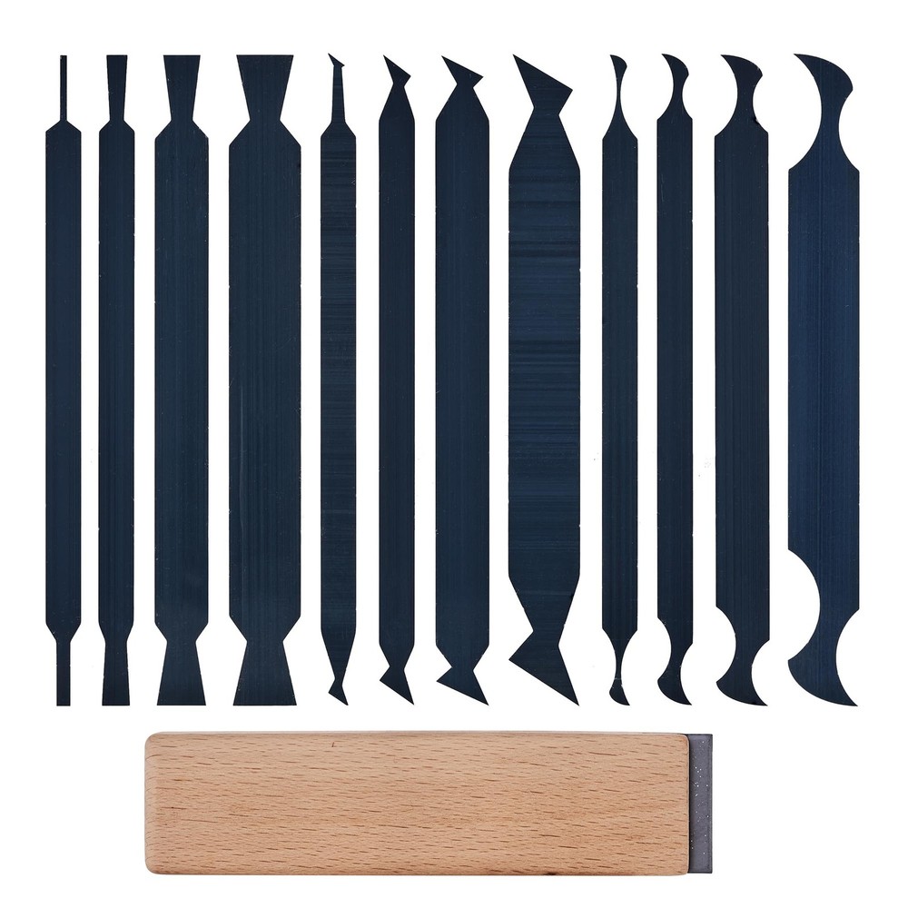 Cabinet Scraper Set & Burnisher Tool Multi-Shape Card Scraper Kit HTCSCS13 13pc