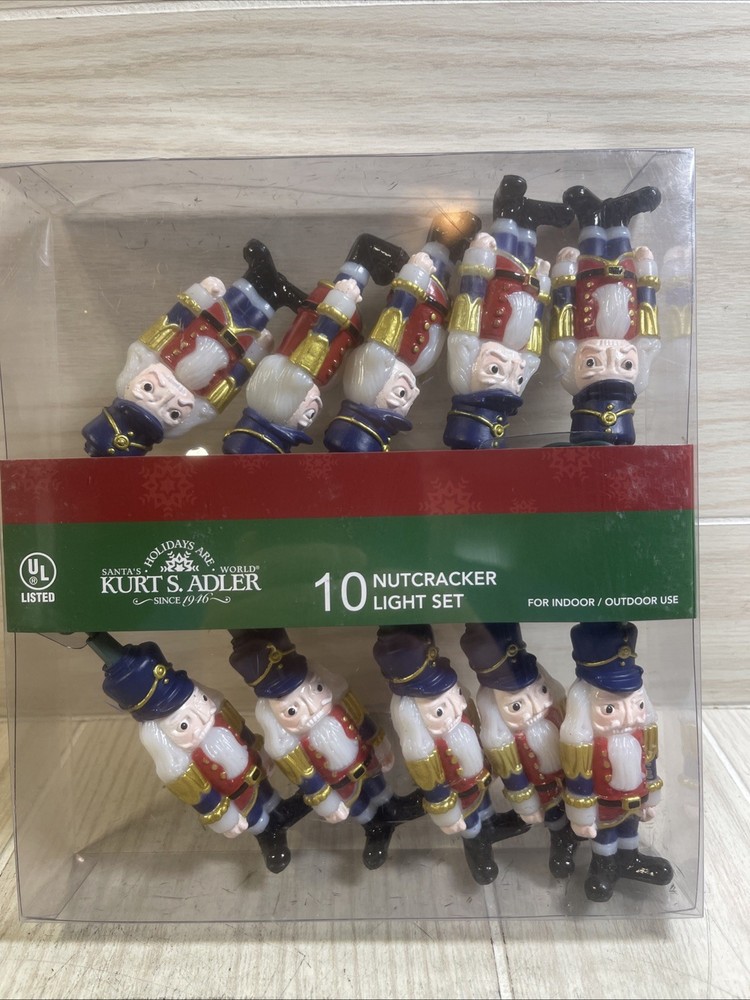 KURT ADLER 10 Nutcracker LIGHTS NOVELTY SET  10 Light Christmas Set