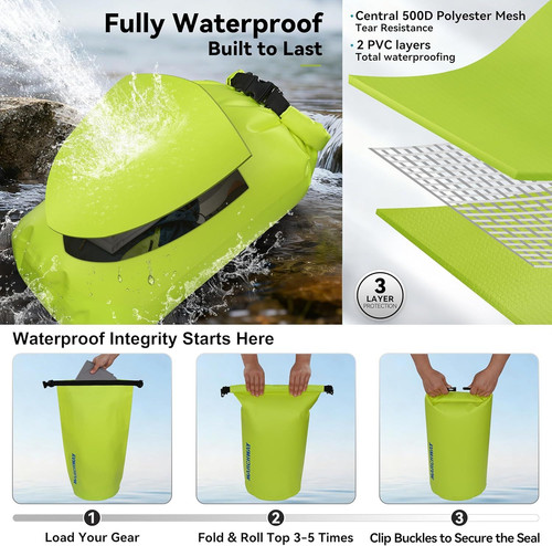 MARCHWAY Floating Waterproof Dry Bag Backpack 40L, Bright Yellow
