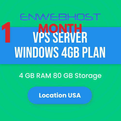 VPS Server Windows 4GB RAM Unmetered Transfer Location US - 1 Month