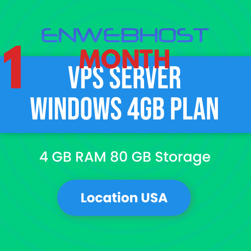 VPS Server Windows 4GB RAM Unmetered Transfer Location US - 1 Month
