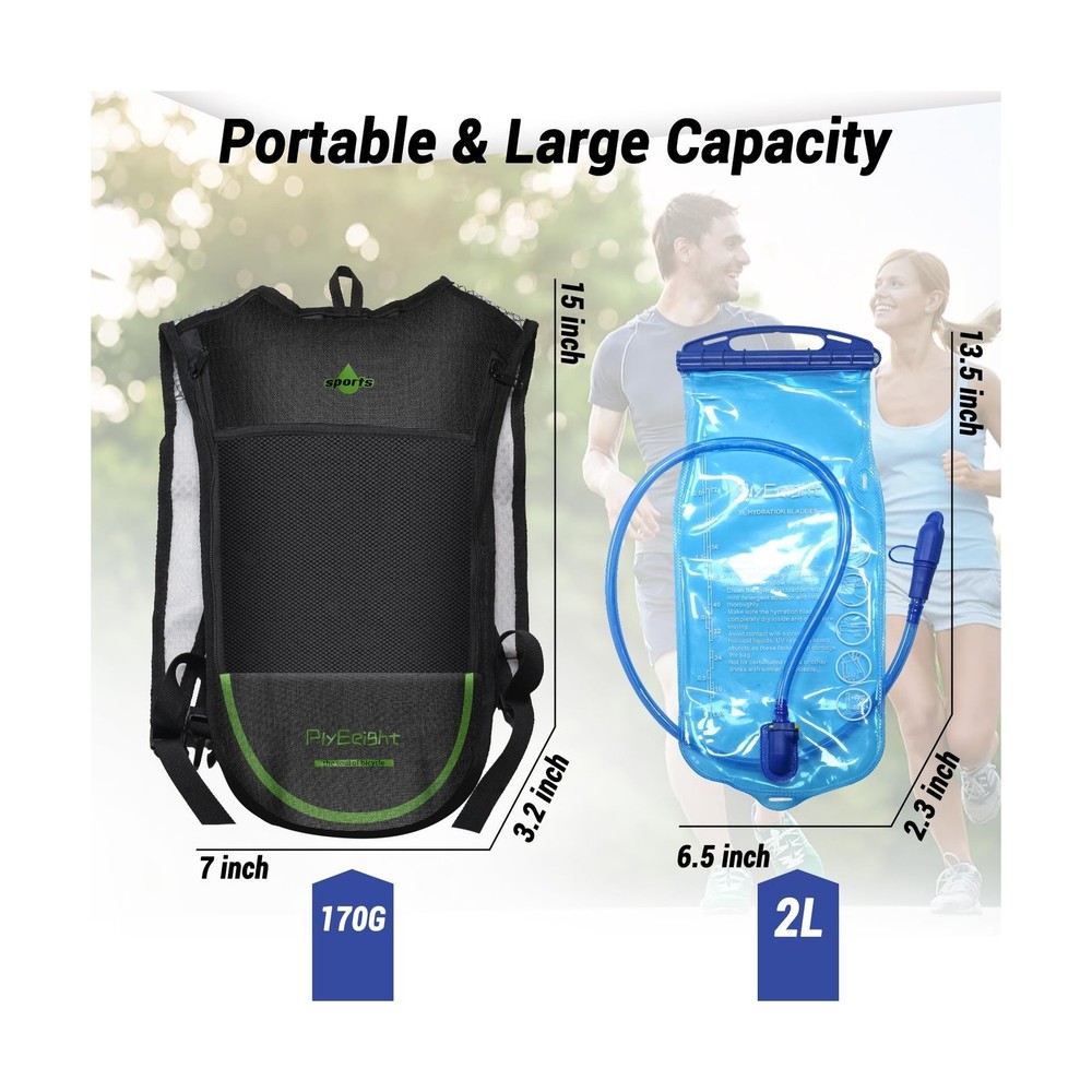 2Pack Hydration Backpack for Hiking with 2L Hydration Bladder - Lig... Fast Ship
