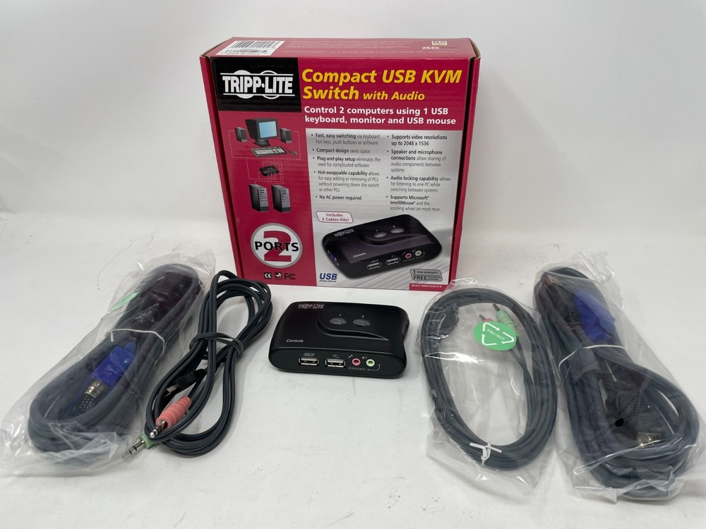 Tripp-Lite Compact USB KVM Switch 2Port with Audio (Open Box)