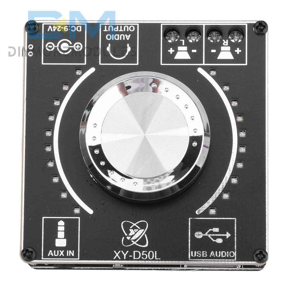Bluetooth 5.1 D50L Stereo Digital Power Audio Amplifier Board+Light APP Control