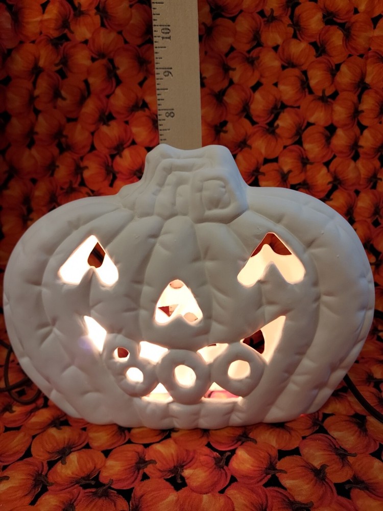 Ceramic Bisque~~ Ready to Paint~~~ "BOO" Pumpkin with Light Kit