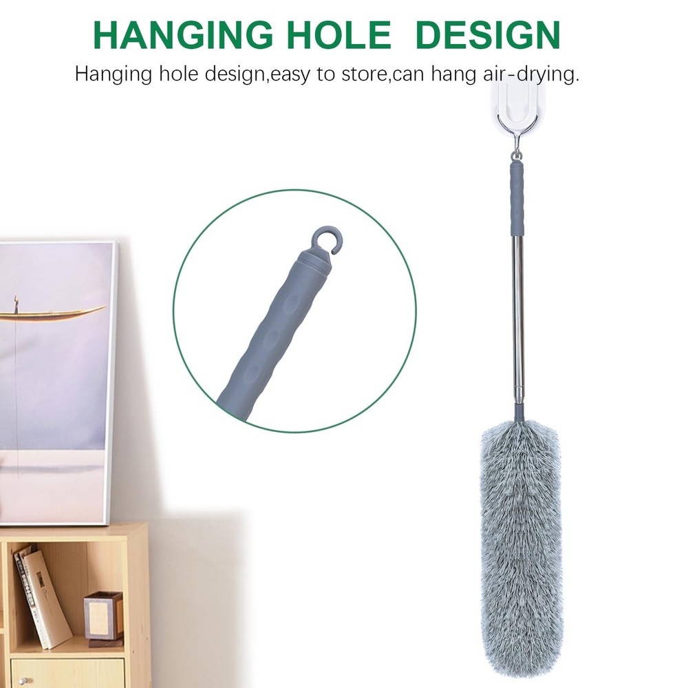 Microfiber Feather Duster with Extendable Pole, 100-inch Extra-Long Dusters T...