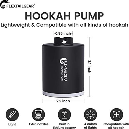 Electric Hookah Pump Mini Portable Starter Charcoal Burner Led Light Helper Kit
