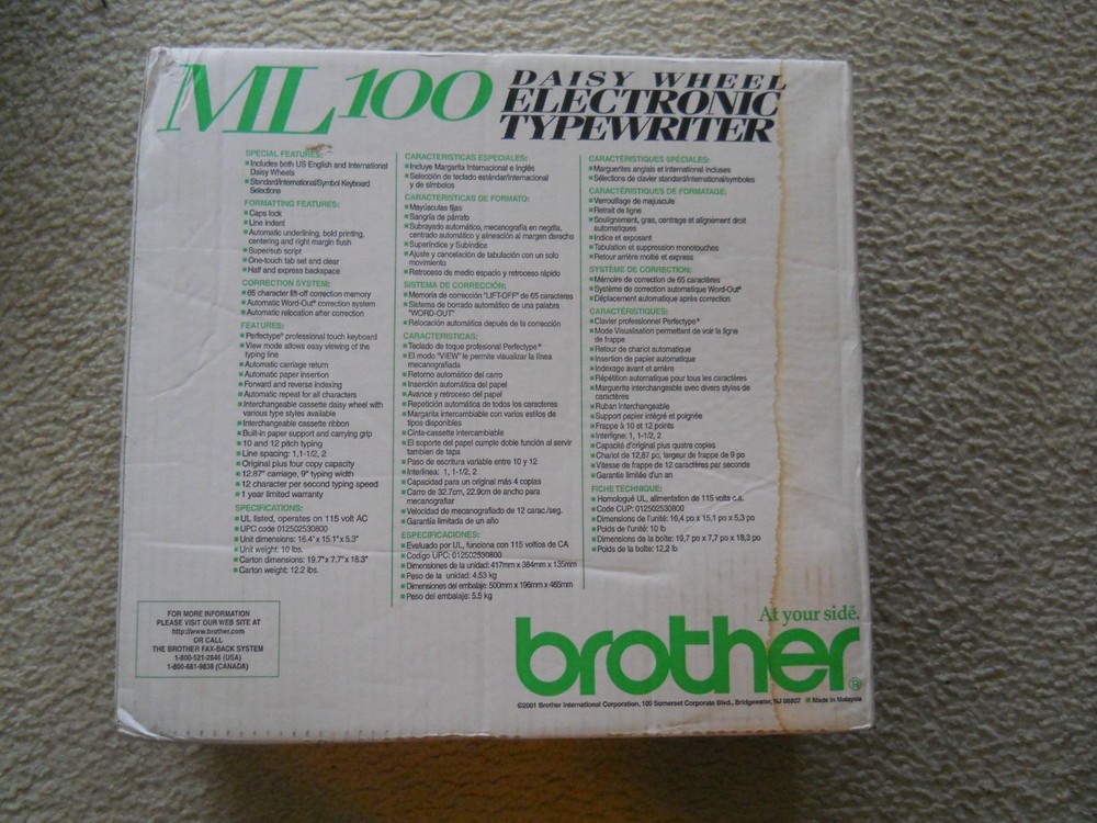 brother ml 100 standard typewriter