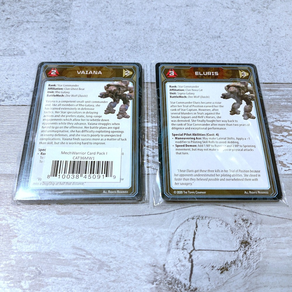 BattleTech MechWarrior Pilot Card Kickstarter Exclusive 2 Pack Lot I II Catalyst