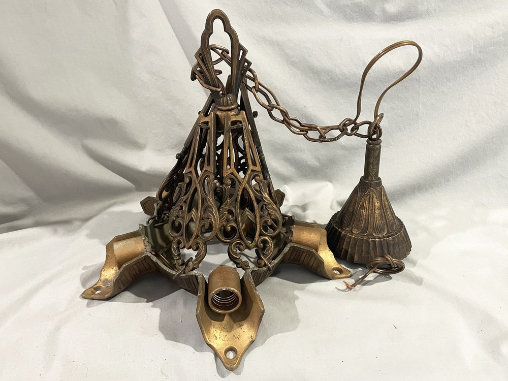 ART DECO ERA SLIP SHADE CEILING LIGHT FRAME - REWIRED