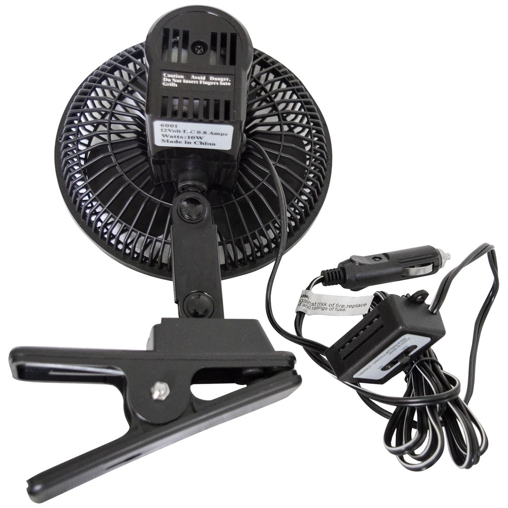 (2 pack) Black 12-Volt 6" Car Clip-on or Dash Mount Fan