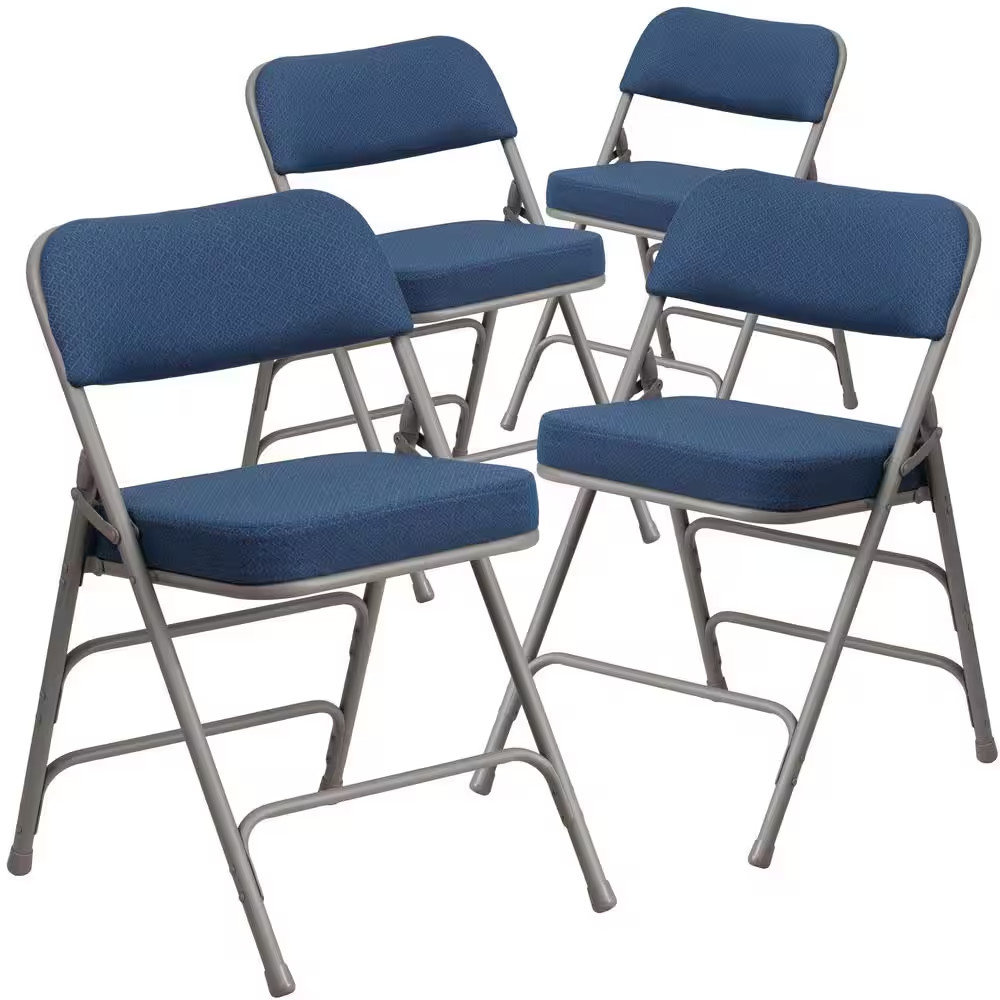 Navy Metal Folding Chair (4-Pack)