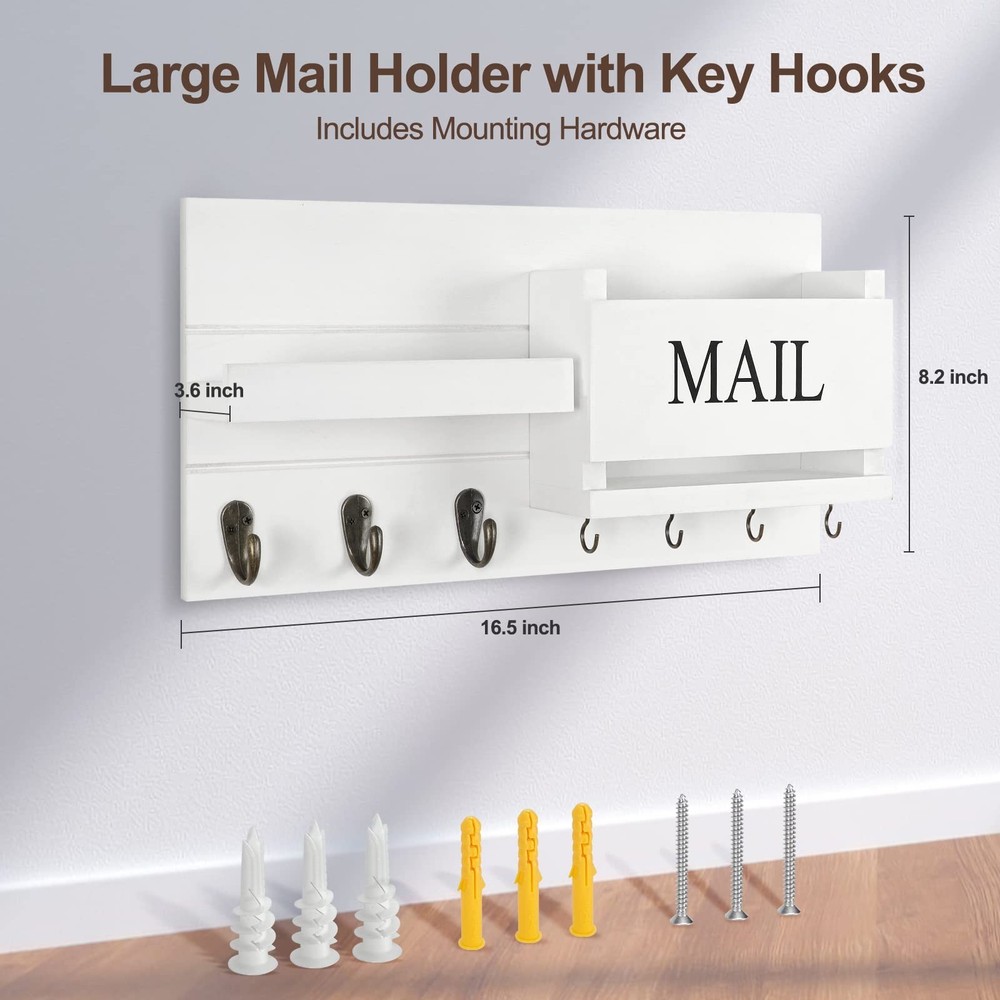 Lwenki Mail Organizer for Wall Mount – Key Holder with Shelf Includes Lett