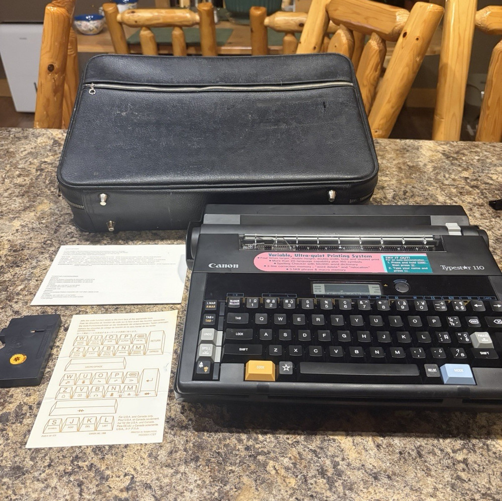 Canon Typestar 110 Electronic Typewriter with Case, Ribbon, Manuals
