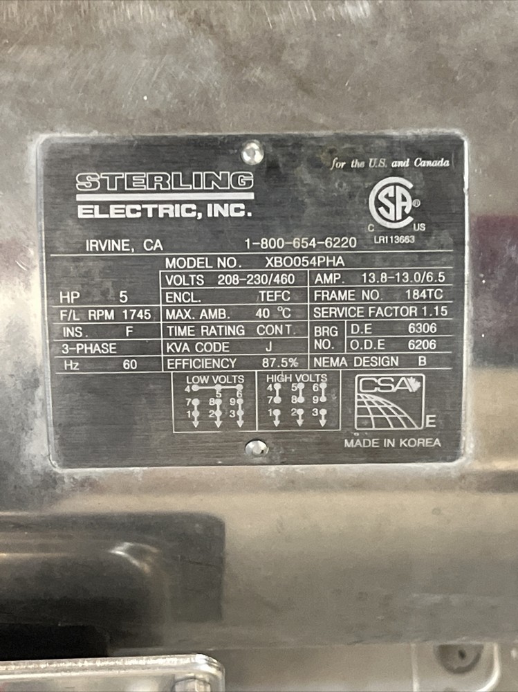 Sterling XBO054PHA Electric Motor,