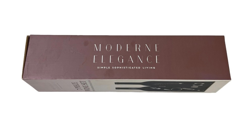 Modern Elegance 7 Piece Wine Tool Set Wine Shaped Storage Case New Great Gift