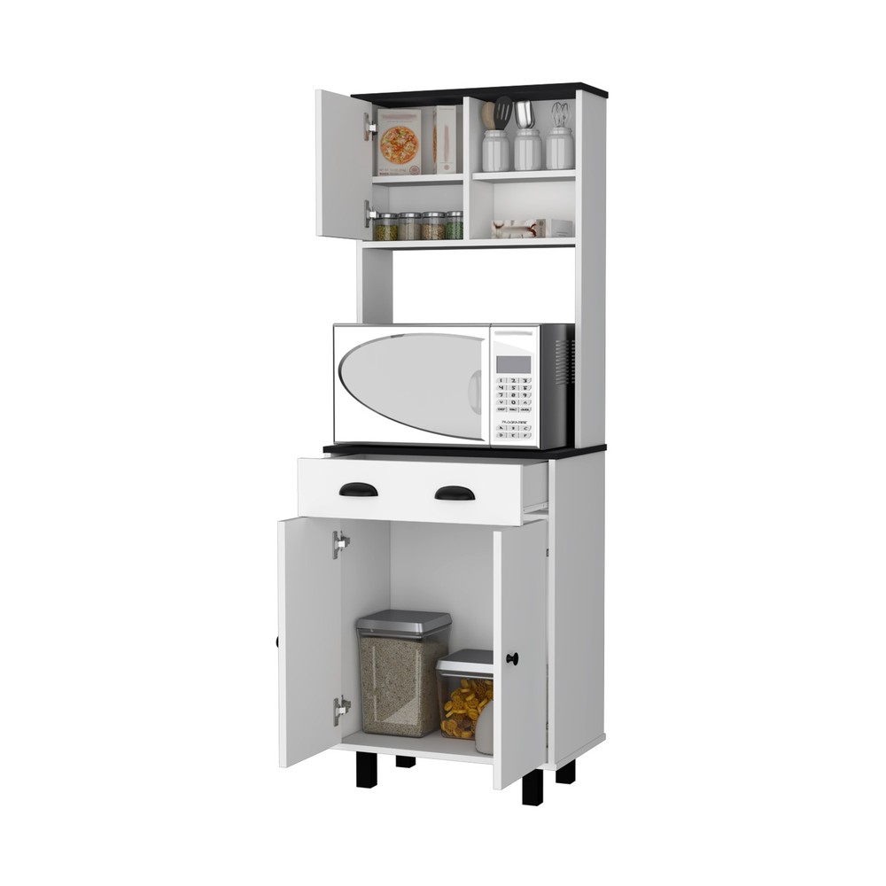 Kitchen Pantry with ample storage, 2 open shelves, 1 drawer, 1 cabinet