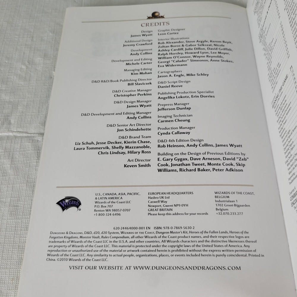 Dungeons & Dragons Essentials Dungeon Master's Book 4th Edition 2010 Softcover