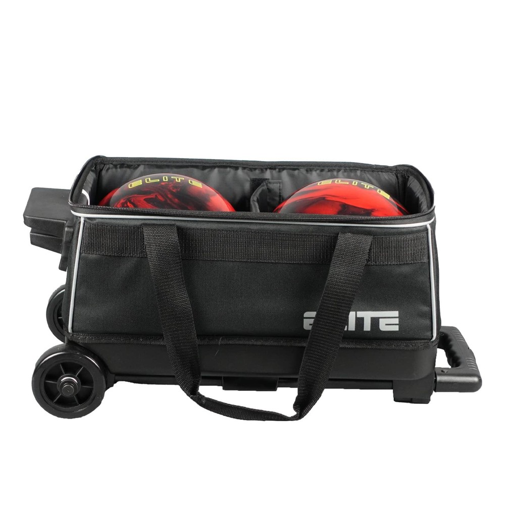 ELITE Basic Double Roller Bowling Ball Bag With Rolling Wheels | Large, Red