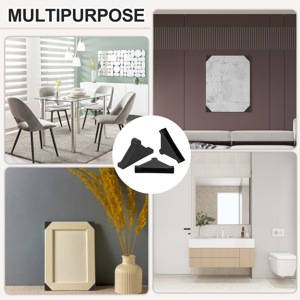 30Pcs 0.39x2in Plastic Rounded Corner Triangle Glass Corner Protector, Black