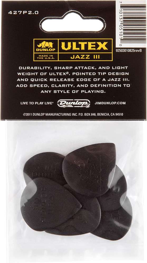 Ultex® Jazz III Pick 2.0MM - 6 Pack