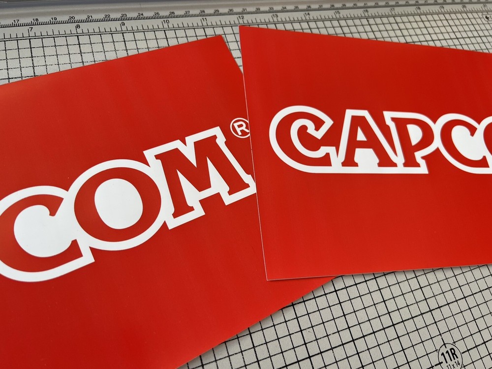 Capcom Red Arcade Side Art Sticker Pair 16” x 5”