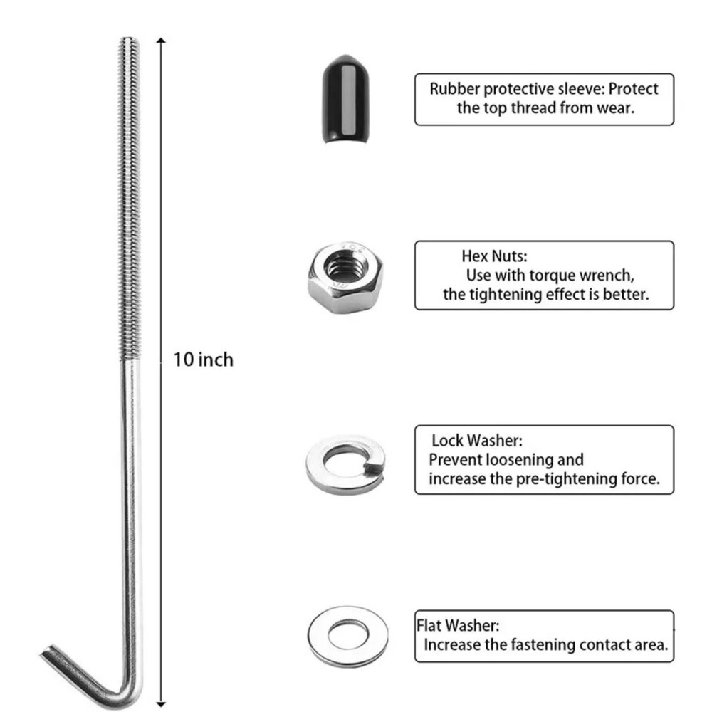 Heavy Duty Battery Hold Down Alloy Bracket Battery Tie Down Bracket J Hook Set
