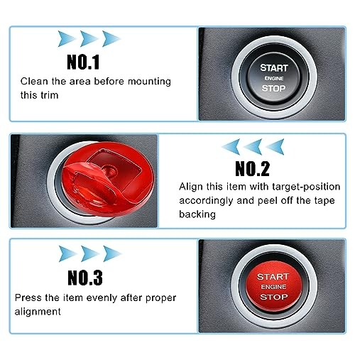 Engine Start Stop Button Cover One Click Push Start Button Trim Sticker Red